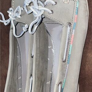 Sperry Gray Flats with Multicolor Accents